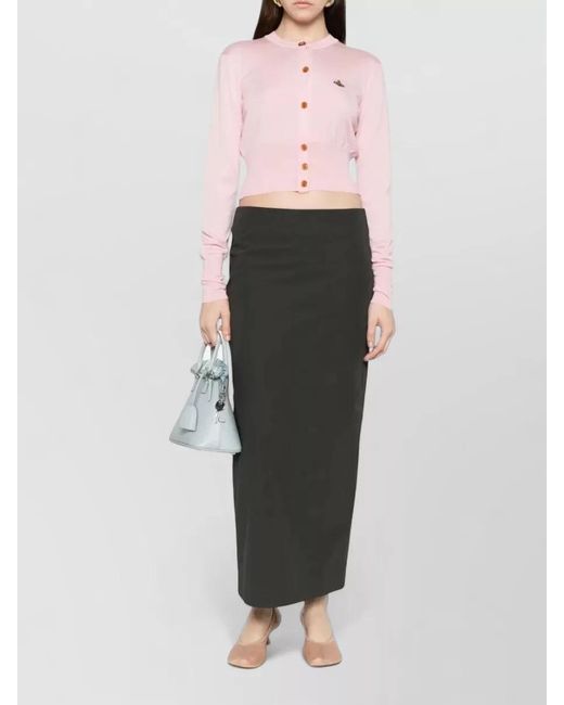 Vivienne Westwood Pink Wool Slim-Fit Cropped Crewneck Cardigan