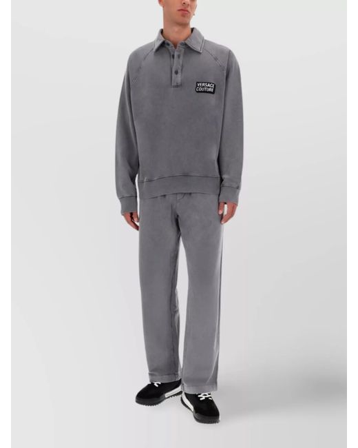 Versace Jeans Couture Gray Cotton Straight-Leg Trousers for men