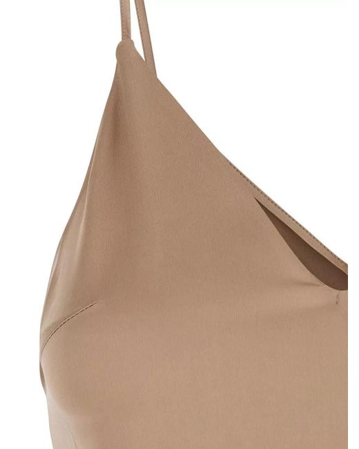 Brunello Cucinelli Natural Silk V-Neck Sleeveless Top