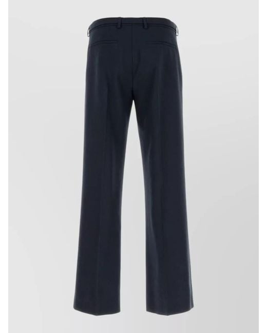 Dries Van Noten Blue Wool Tailored Wide Leg Pant Belted for men