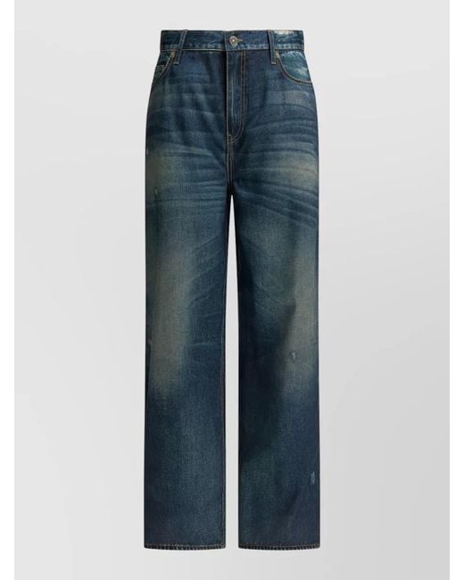 Golden Goose Deluxe Brand Blue Polyester Mid-Rise Wide-Leg Trousers