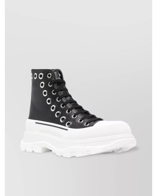 McQueen White Calf Leather Ankle Boots for men