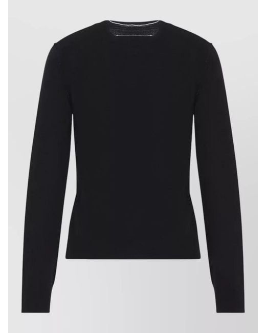 MM6 by Maison Margiela Black Round Neck Cardigan Long Sleeves Pockets Stitching
