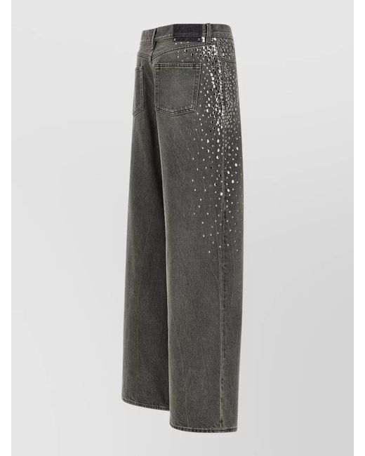 Golden Goose Deluxe Brand Gray Journey Wide Leg Jeans Studs Pockets