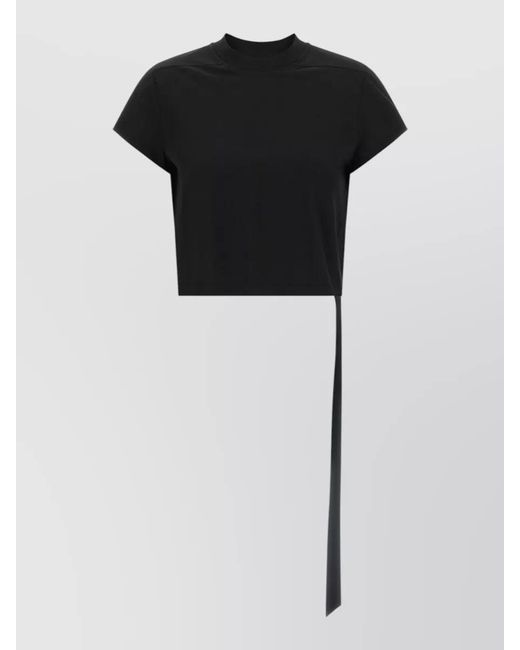 Rick Owens Black Cotton Cropped T-Shirt