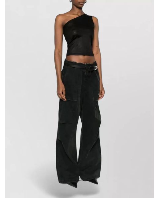 Rick Owens Black One-Shoulder Asymmetric Sleeveless Top