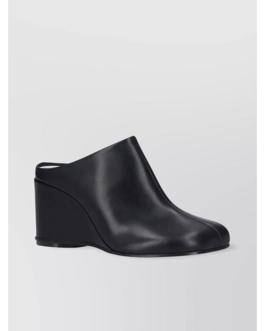MM6 by Maison Margiela Blue Wedge Heel Closed Toe Seam Detail Mules
