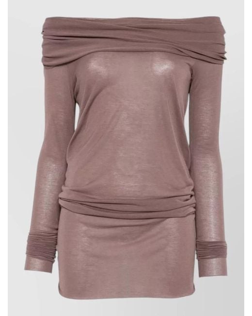 Rick Owens Multicolor Off Shoulder Long Sleeve Draped Top