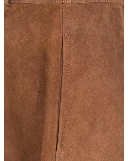 Semicouture Brown Leather A-Line Skirt