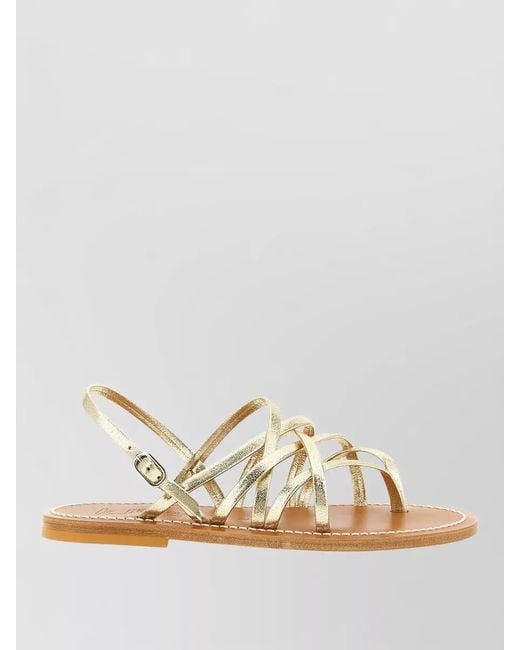 K. Jacques Pandora Flat Sole Metallic Strappy Sandals