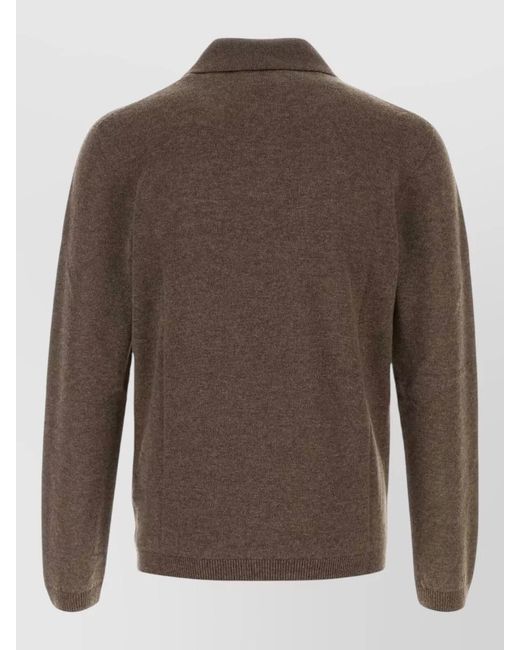 The Row Brown Cashmere Ripley Polo Shirt Long Sleeves for men