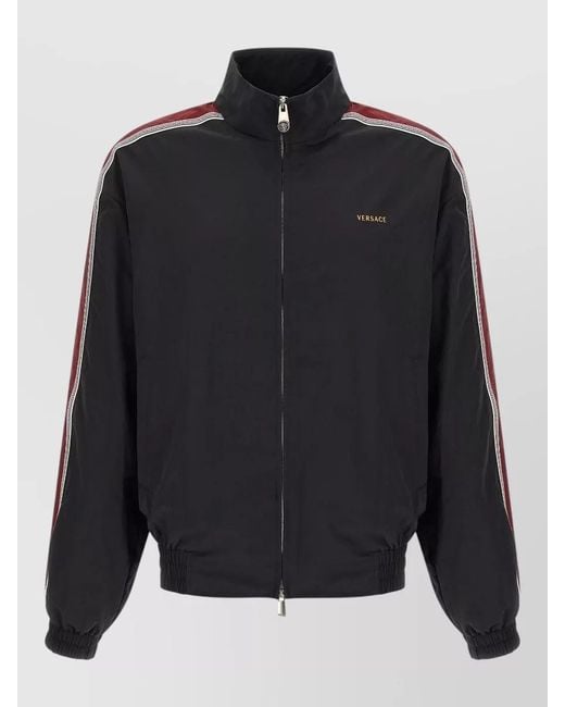 Versace Blue Craquele Effect Casual Stand Collar Jacket for men