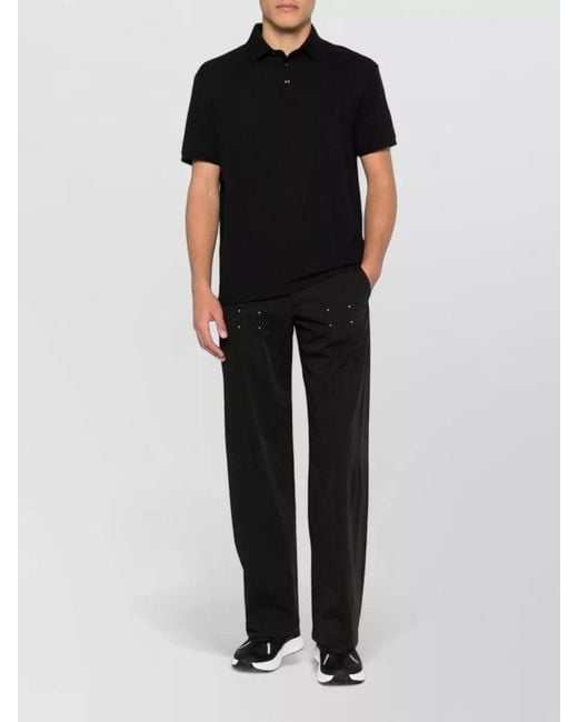 Emporio Armani Black Logo-Knit Cotton Short-Sleeve Polo Shirt for men