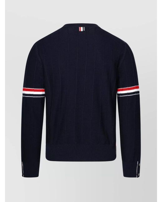 Thom Browne Blue Wool Crewneck Jumper for men