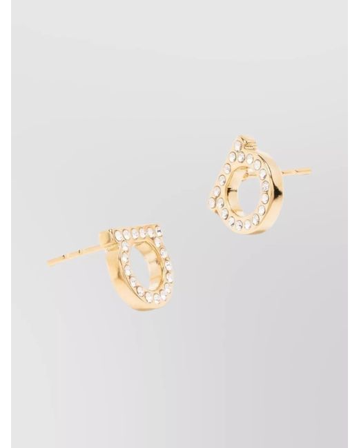 Ferragamo Yellow Crystal-Embellished Gancini Stud Earrings