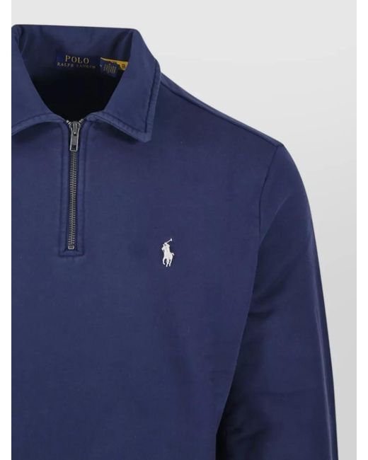 Ralph Lauren Blue Half Zip Pullover Front Pocket for men