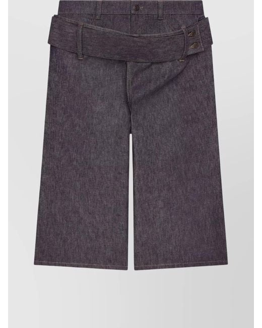 Courreges Blue Buttoned Knee-Length Shorts With Rear And Side Pockets for men