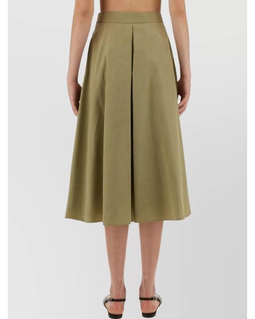 Aspesi Green Pleated Midi Skirt High Waist Wide Fit