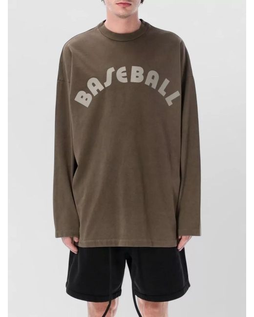 Fear Of God Brown Cotton Oversized Printed Long-Sleeve T-Shirt for men