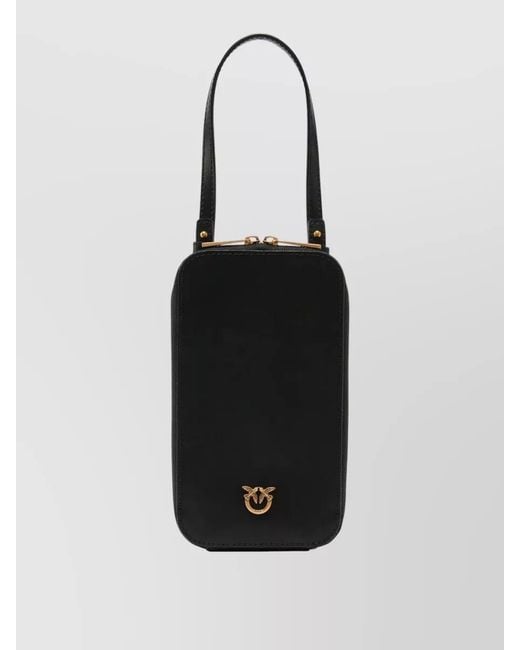 Pinko Black Leather Smartphone Case Love Birds Logo