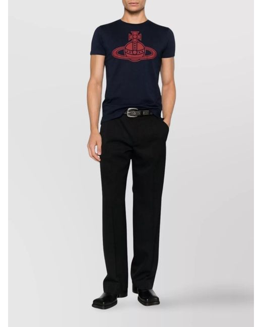 Vivienne Westwood Blue Cotton Graphic Logo-Print T-Shirt for men