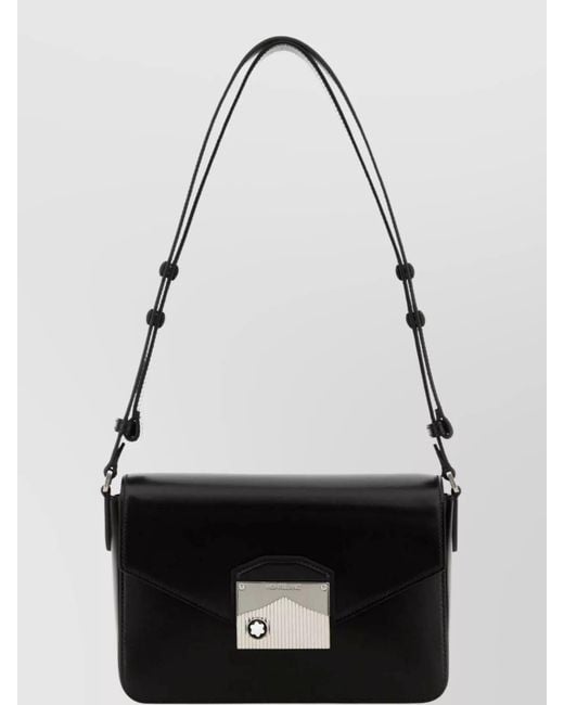 Montblanc Black Leather Messenger Bag for men