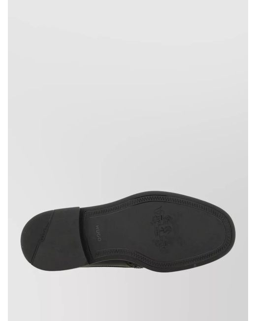 HUGO Black Leather Derby Loafers for men