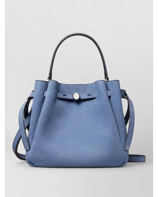 Tory Burch Blue Romy Nubuck Bucket Shoulder Bag