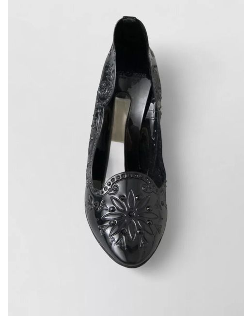 Dolce & Gabbana Black Floral Crystal-Embellished Pumps