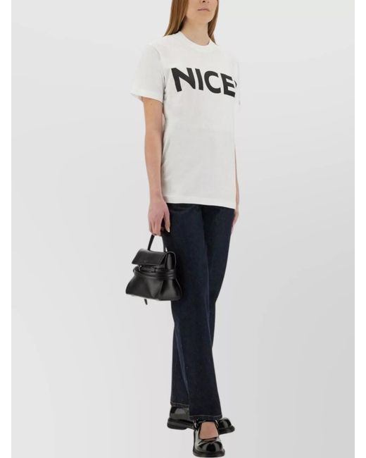 Moschino White Logo Print Cotton T-Shirt