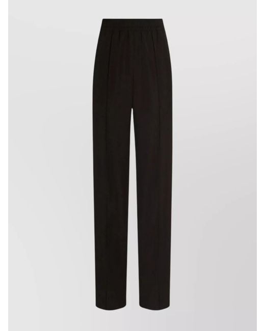 Dolce & Gabbana Black Virgin Wool Ribbed Wide-Leg Trousers