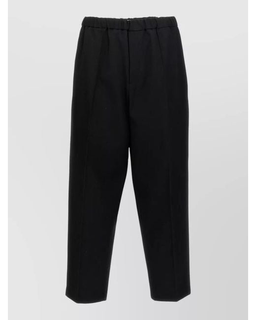 Jil Sander Black Straight Leg Pants Elastic Waistband Pleats for men