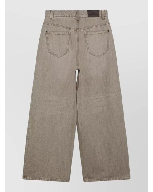 Brunello Cucinelli Gray Wide Leg Five Pocket Denim Trousers