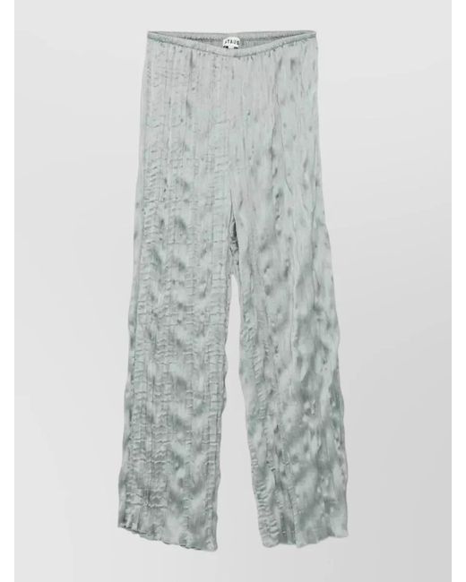 Staud Gray Textured Wide Leg Trousers Elastic Waistband Drawstring