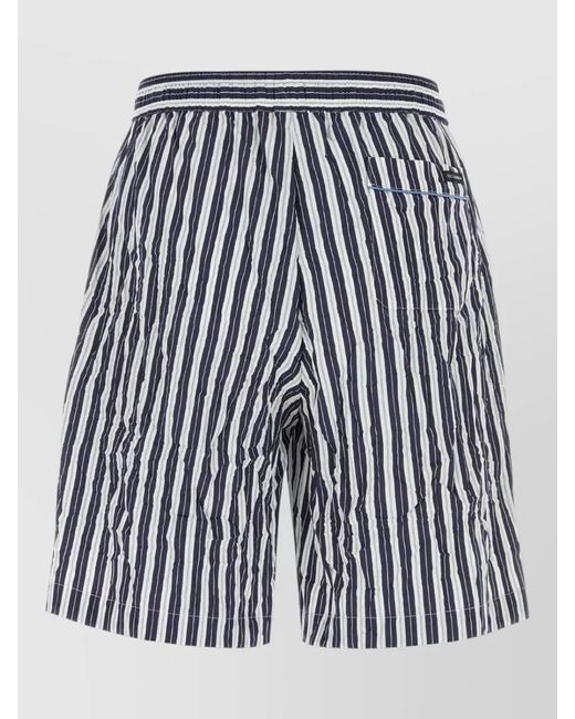 Dolce & Gabbana Blue Viscose Blend Bermuda Shorts Striped Pockets for men