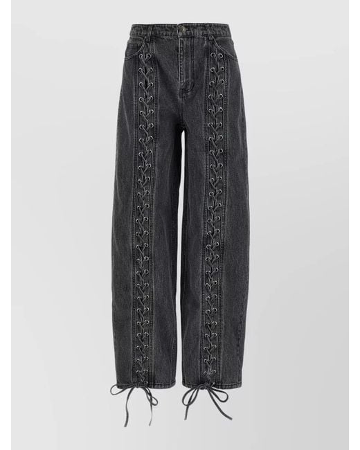 ROTATE BIRGER CHRISTENSEN Gray Cotton Wide-Leg Jeans