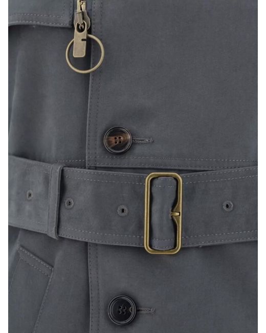 Burberry Gray Belted Trench Coat Epaulettes