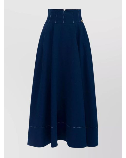 Elisabetta Franchi Blue Buttoned Halter Neck High Waist Midi Skirt