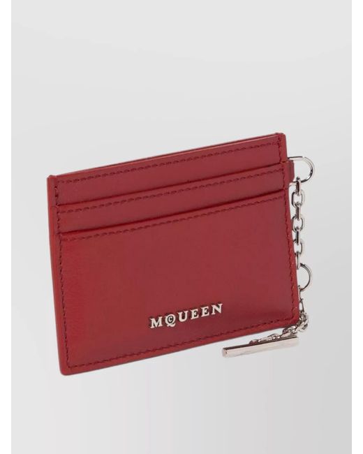 McQueen Red Leather Sling Card Holder