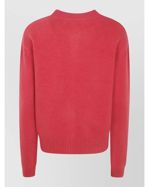 Rohe Red Crew Neck Cardigan Long Sleeve Design