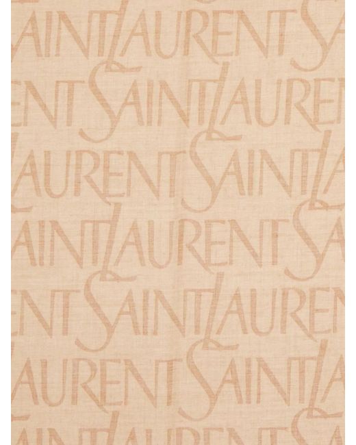 Saint Laurent Natural Cashmere Modal Logo-Jacquard Square Scarf for men
