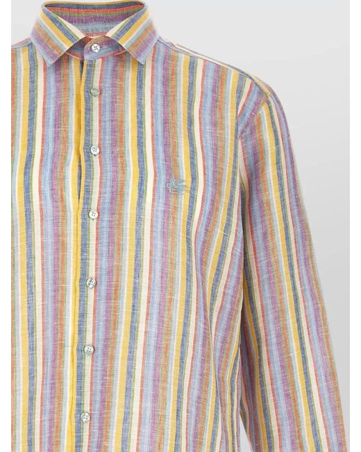 Etro White Striped Linen Shirt for men