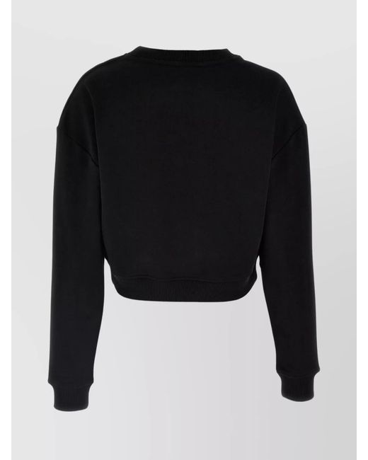 Balmain Black Logo Organic Cotton Cropped Sweatshirt