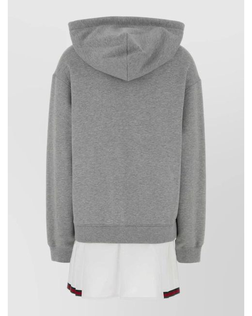 Gucci Gray Cotton Hooded Sweatshirt Dress Layered Design