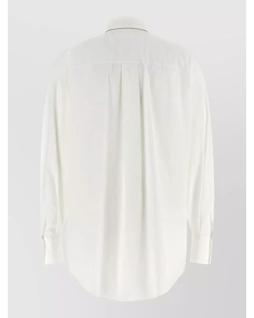 Brunello Cucinelli White Cotton Poplin Shirt Tie And Cuffs