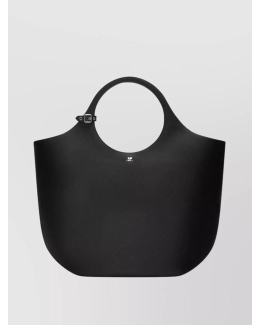 Courreges Black Très Large Leather Tote Bag