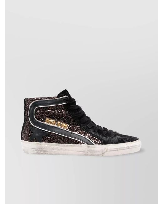 Golden Goose Deluxe Brand Black Leather Panelled High-Top Sneakers