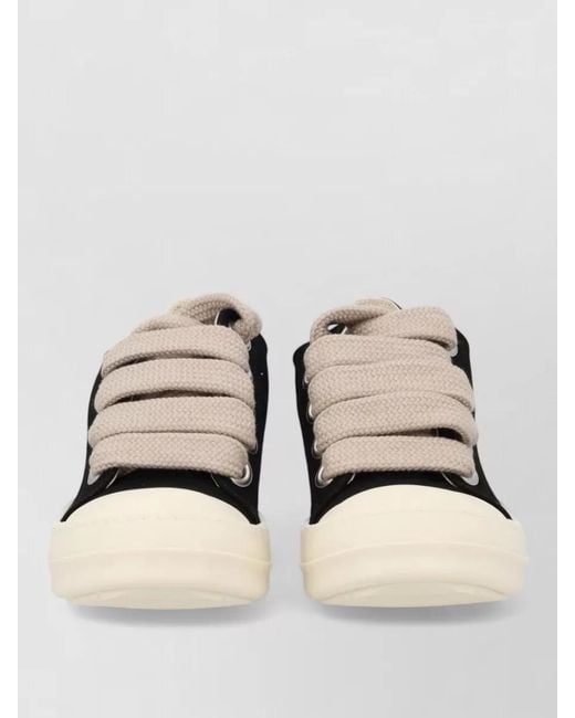 Rick Owens Natural Cotton Low-Top Lace-Up Sneakers