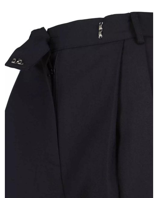 Frankie Shop Blue Straight Trousers Pleated Belt Loops Pockets