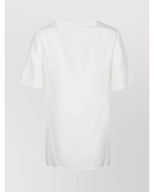 P.A.R.O.S.H. White Silk Sleeveless Crew Neck Blouse
